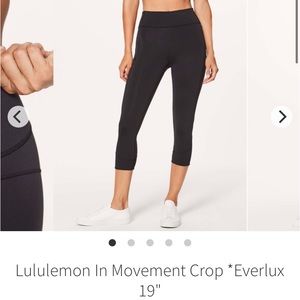 Lululemon in movement everlux crop 19’ tights